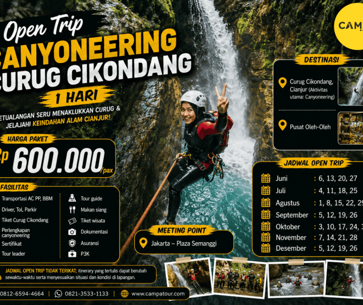 Open Trip Canyoneering Curug Cikondang 1 Hari bersama Campa Tour