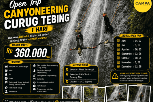 Open Trip Canyoneering Curug Tebing 1 Hari bersama Campa Tour