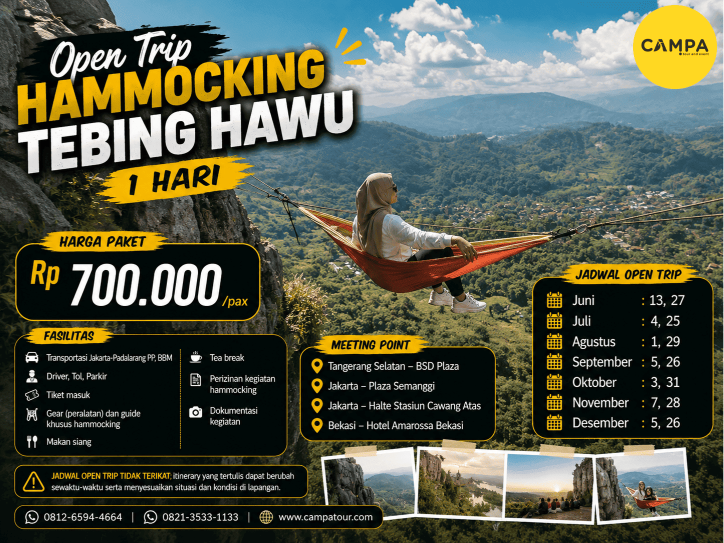 Open Trip Hammoking Tebing Hawu 1 Hari bersama Campa Tour