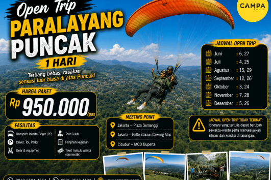 Open Trip Paralayang Puncak 1 Hari bersama Campa Tour