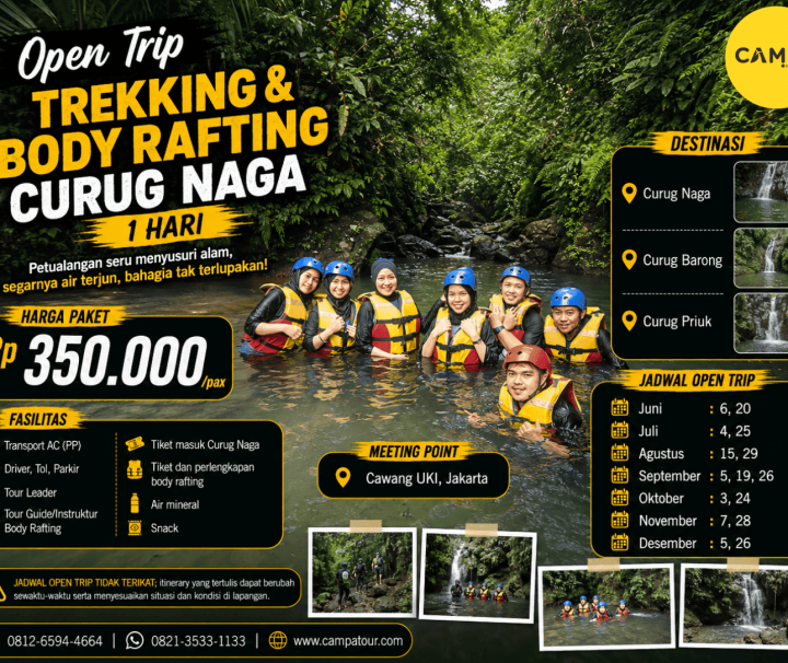 Open Trip Trekking dan Body Rafting Curug Naga 1 Hari bersama Campa Tour