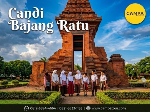 Candi bajang Ratu dalam paket tour wisata mojokerto bersama Campa Tour