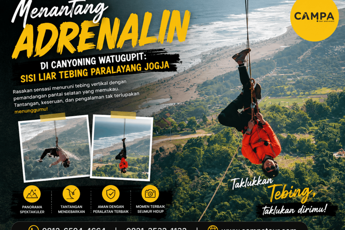 Menantang Adrenalin di Canyoning Watugupit Sisi Liar Tebing Paralayang Jogja - Campa Tour