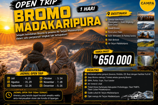 Open Trip Bromo Madakaripura 1 Hari bersama Campa Tour