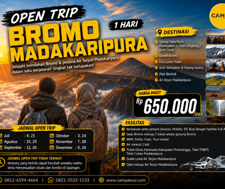 Open Trip Bromo Madakaripura 1 Hari bersama Campa Tour