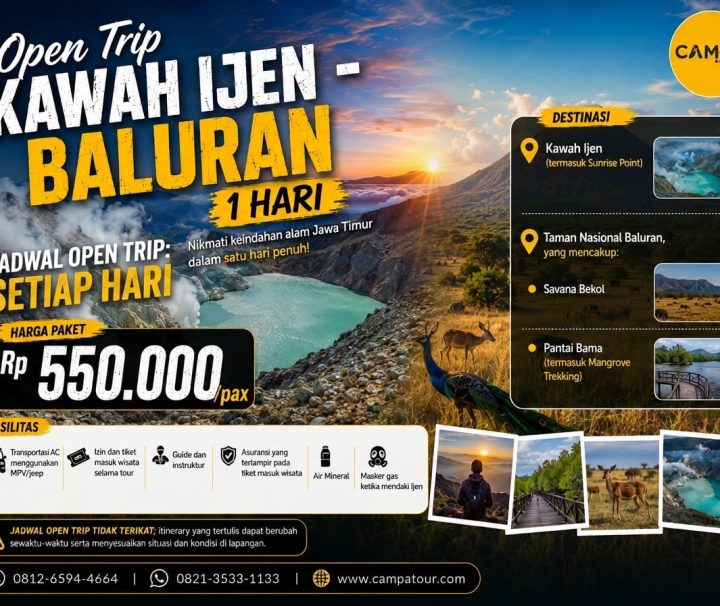 Open Trip Kawah Ijen - Baluran 1 Hari bersama Campa Tour