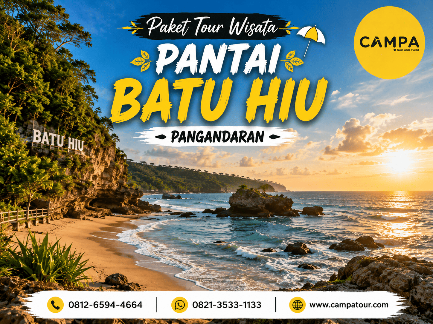 Paket Tour Wisata Pantai Batu Hiu Pangandaran bersama Campa Tour
