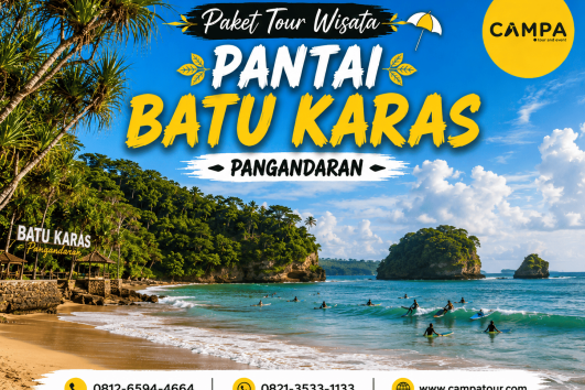 Paket Tour Wisata Pantai Batu Karas Pangandaran bersama Campa Tour