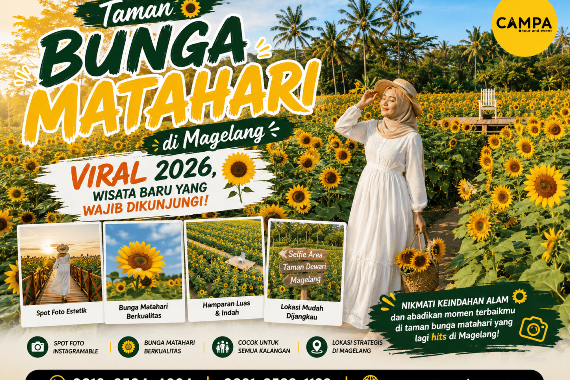 Taman Bunga Matahari Viral di Magelang 2026 (Taman Dewari) - Bisa berkunjung ke taman ini bersama Campa Tour