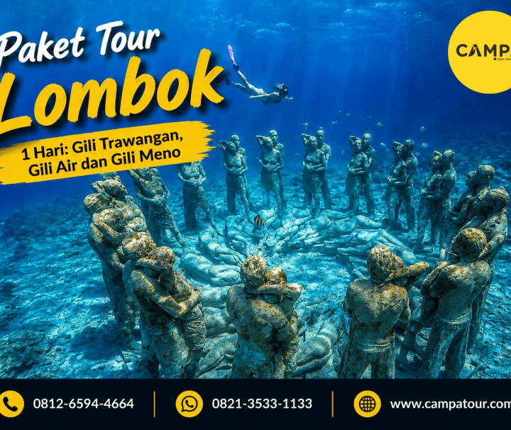 Paket Tour Lombok 1 Hari mengunjungi Gili Trawangan, Gili Air dan Gili Meno bersama Campa Tour