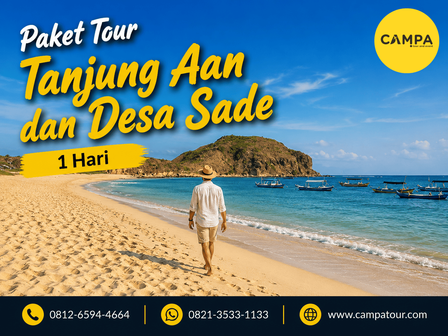 Paket Tour Tanjung Aan dan Desa Sade 1 Hari bersama Campa Tour
