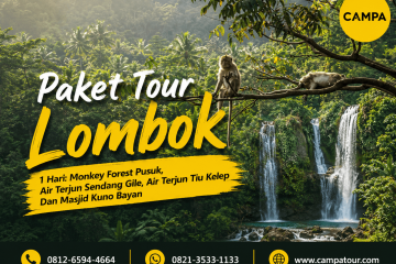 Paket Tour Lombok 1 Hari: Monkey Forest Pusuk, Air Terjun Sendang Gile, Air Terjun Tiu Kelep Dan Masjid Kuno Bayan bersama Campa Tour