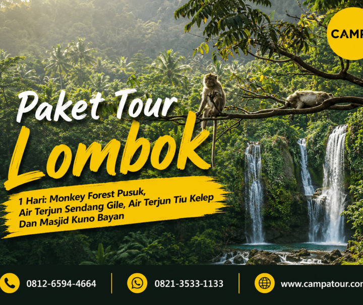 Paket Tour Lombok 1 Hari: Monkey Forest Pusuk, Air Terjun Sendang Gile, Air Terjun Tiu Kelep Dan Masjid Kuno Bayan bersama Campa Tour