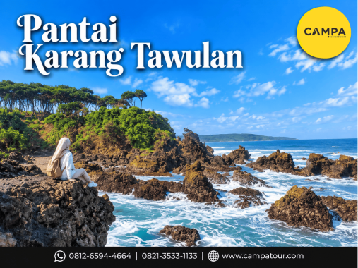 Mengunjungi pantai Karang Tawulan dalam Paket Tour Wisata Tasikmalaya bersama Campa Tour