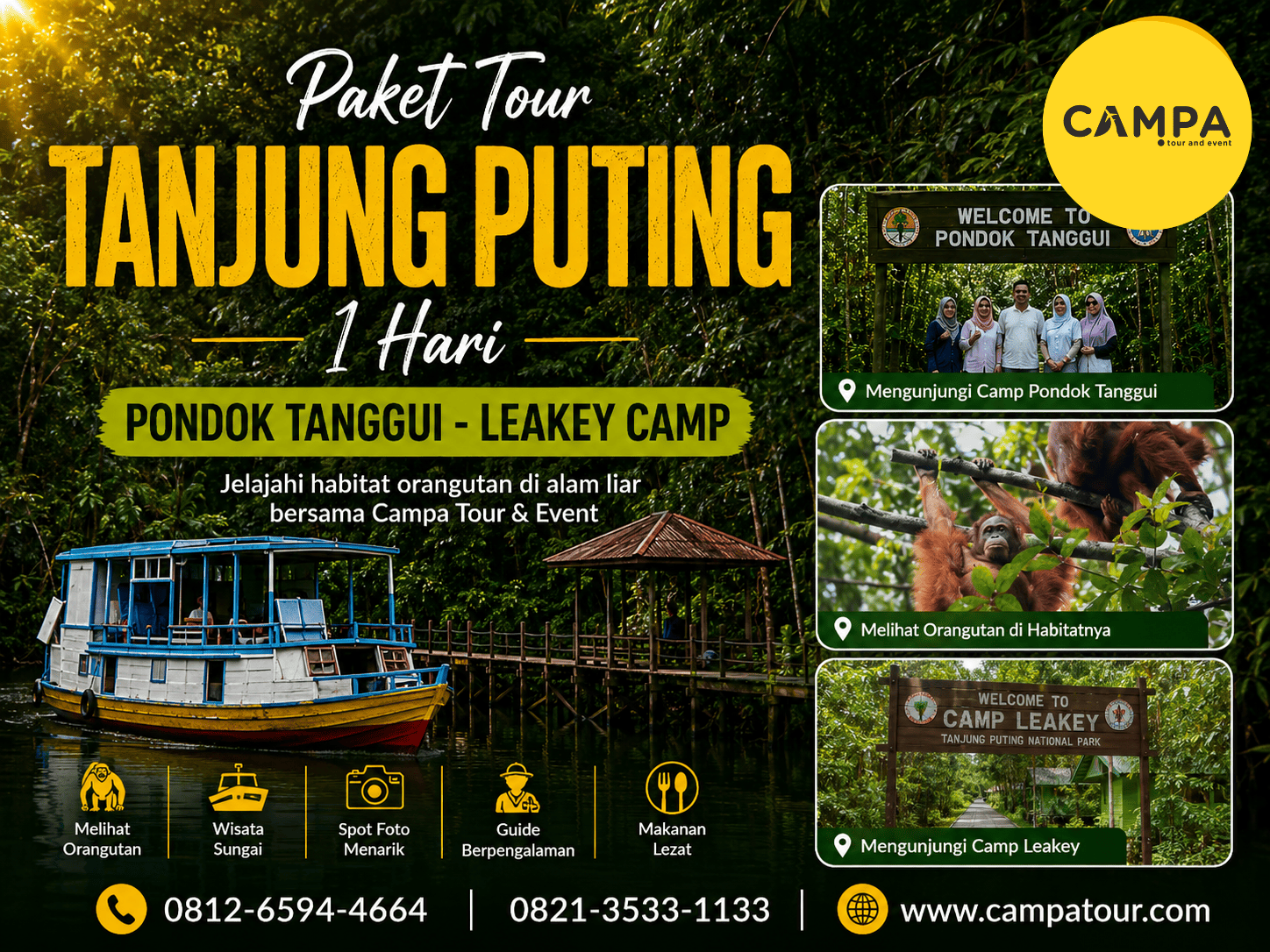 Paket Tour Wisata Tanjung Puting 1 Hari (Pondok Tanggui - Leakey Camp) bersama Campa Tour