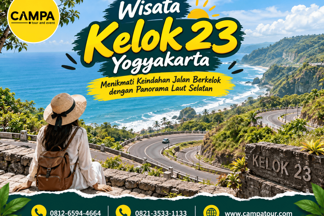 Wisata Kelok 23 Yogyakarta melewati keindahan jalan berkelok dengan panorama laut selatan bersama campa tour