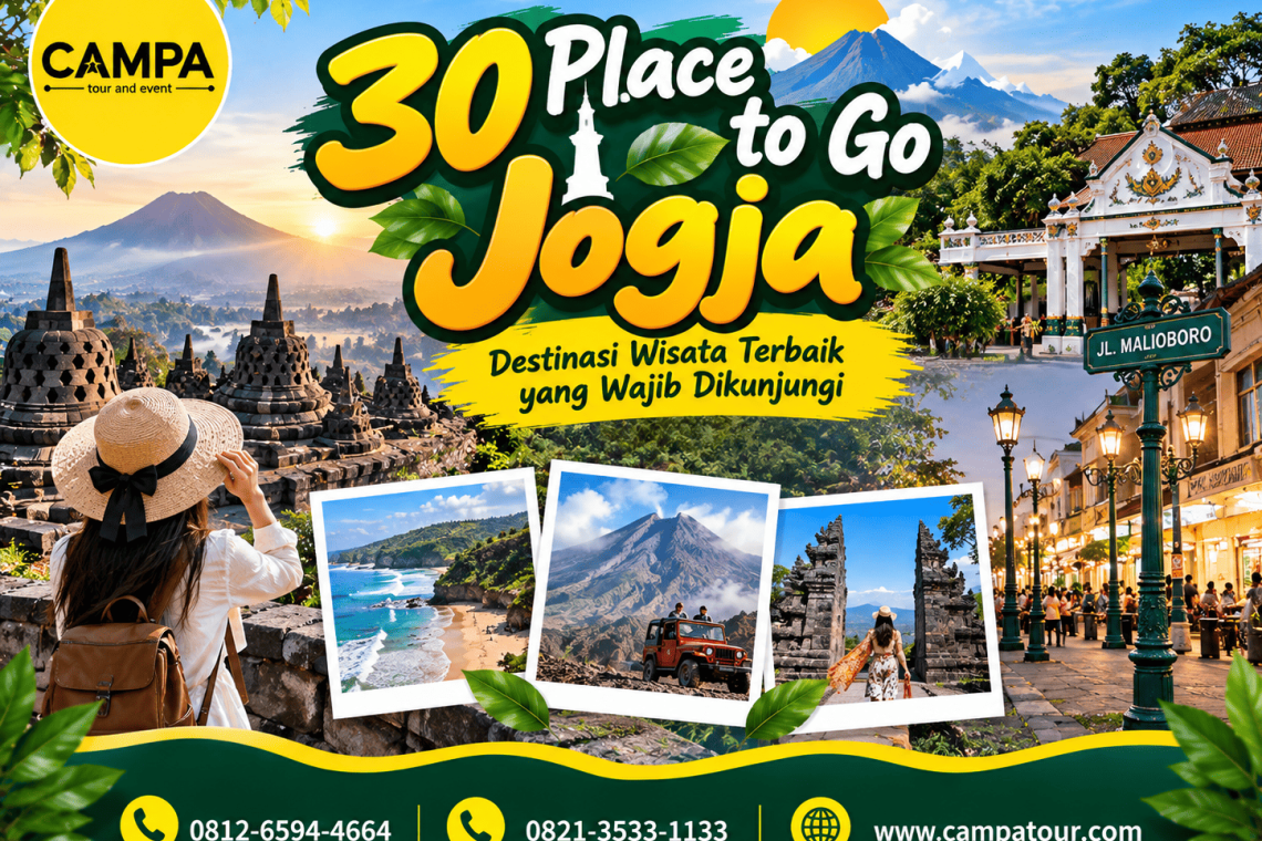 30 place to go Jogja - Destinasi wisata terbaik yang wajib dikunjungi bersama Campa Tour