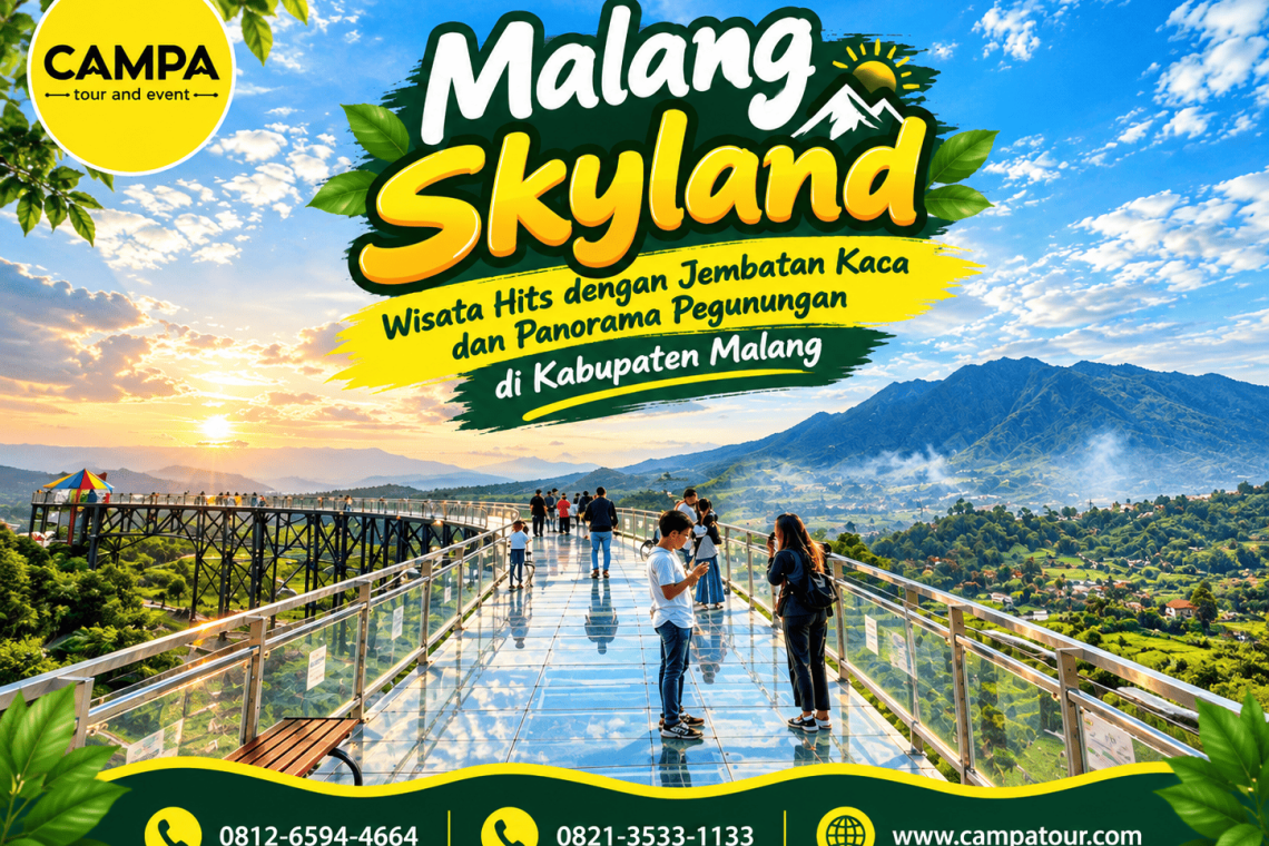 Malang Skyland - wisata hits dengan jembatan kaca dan pemandangan pegunungan di Kabupaten Malang bersama campa tour