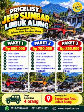 Paket Jeep Sumbar Lubuk Alung - Petualangan Seru Jelajah Alam Sumatra Barat bersama Campa Tour