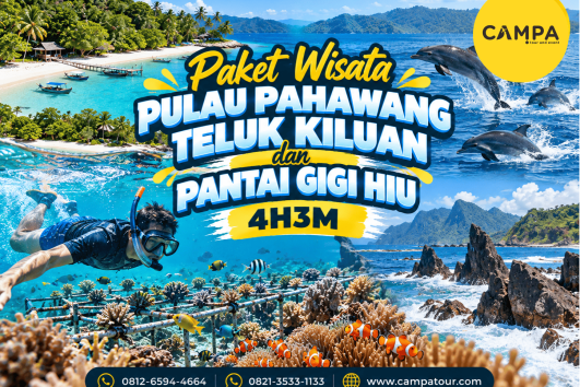 Paket Tour Wisata Pulau Pahawang, Teluk Kiluan dan Pantai Gigi Hiu 4 Hari 3 Malam (4H3M) bersama Campa Tour