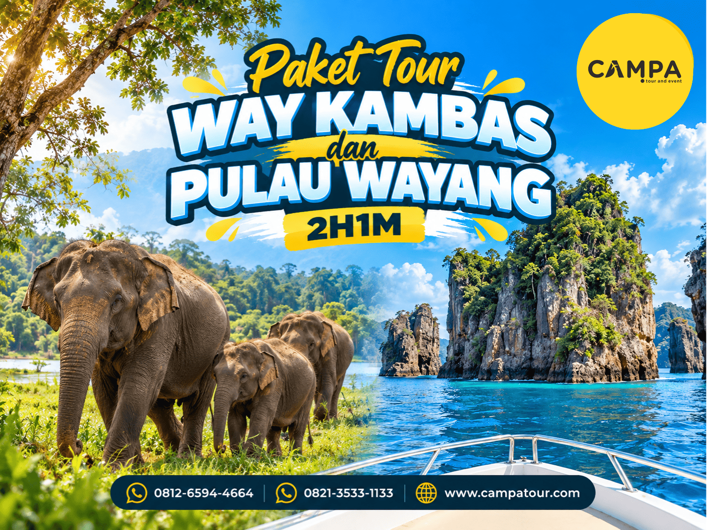 Paket Tour Wisata Way Kambas dan Pulau Wayang Lampung 2 Hari 1 Malam (2H1M) bersama Campa Tour