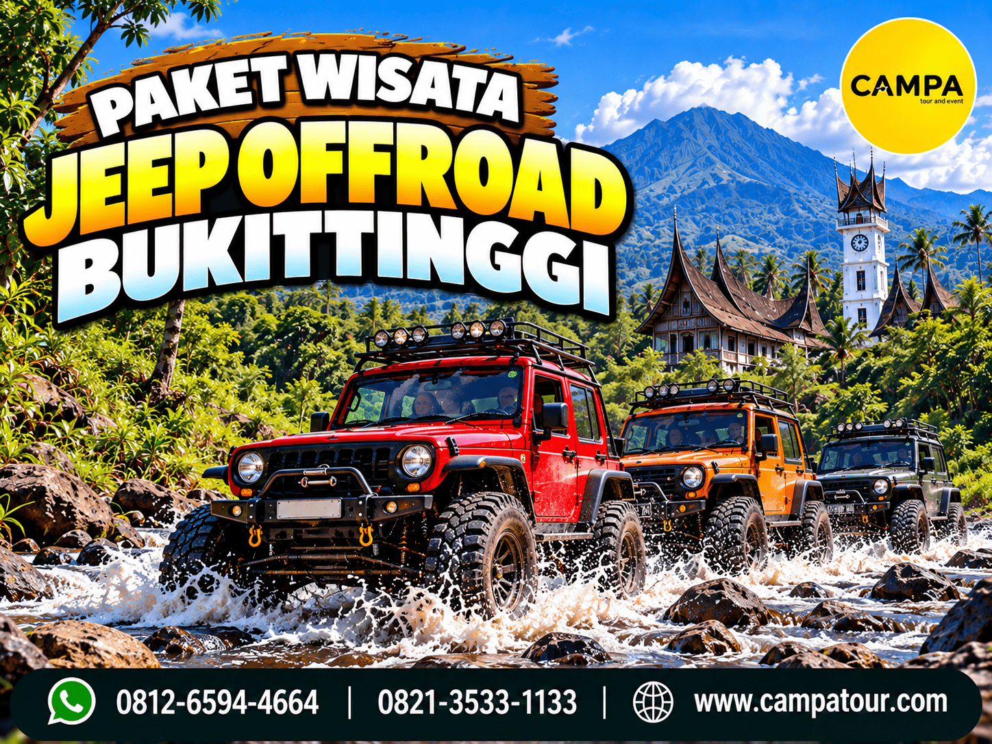 Paket Wisata Jeep Offroad Bukittinggi bersama Campa Tour