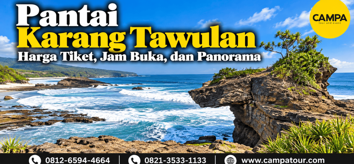 Pantai Karang Tawulan - harga tiket, jam buka dan panorama - Campa Tour